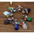 Short Design Natural Hexagonal Stone Pendant Multi Colors